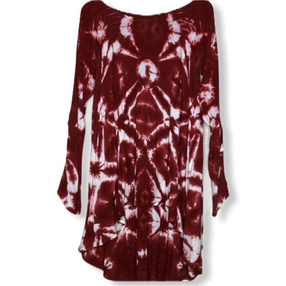 One Teaspoon Tie Dye High Low Tunic Red